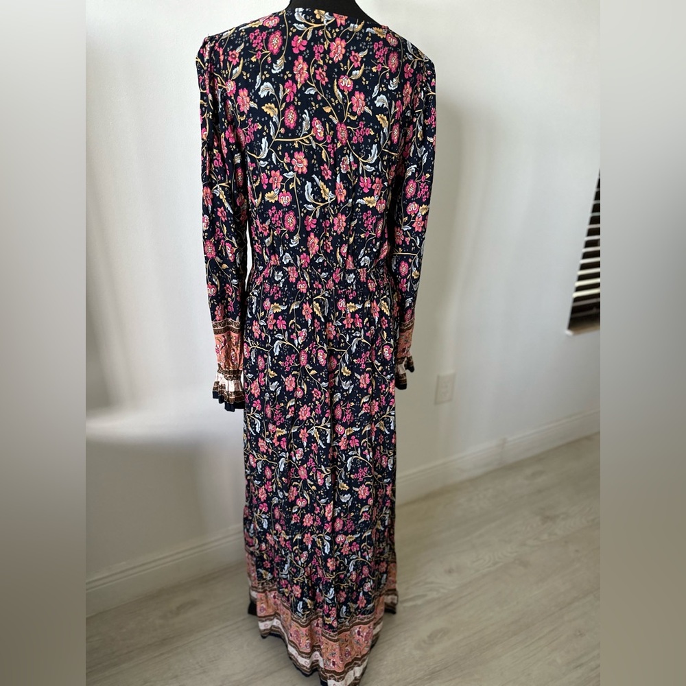 Midi Ruffled Smocked Multicolored Sundress - Picture 3 of 4